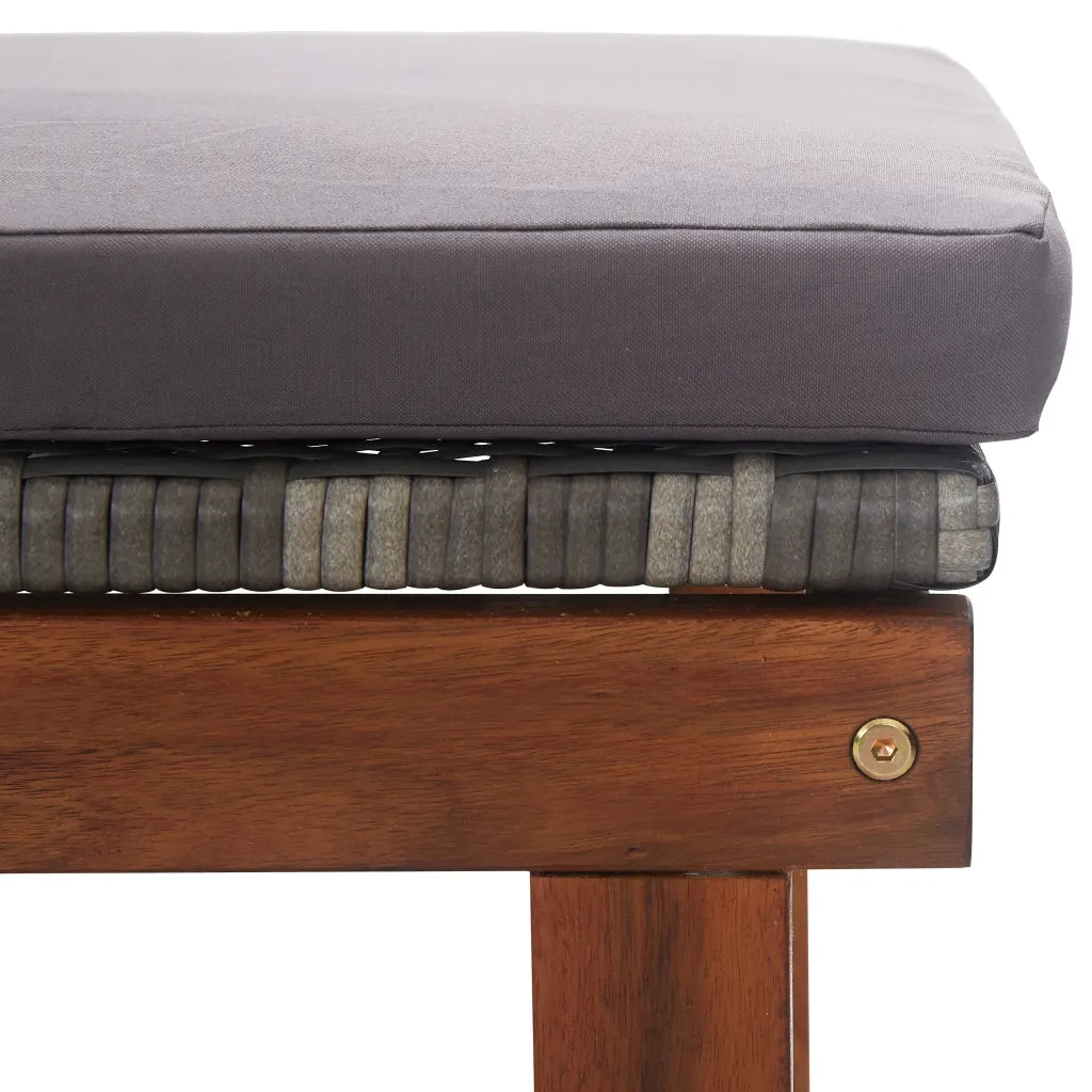 Sdraio con Cuscino Polyrattan e Legno Massello di Acacia Grigia 48705