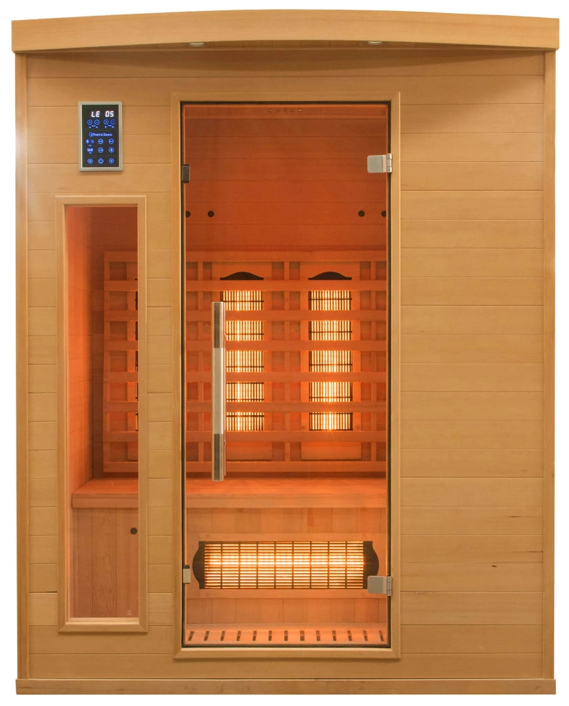 Sauna Finlandese ad Infrarossi 3 Posti 153x128 cm H190 in Legno di Abete Apollon 3