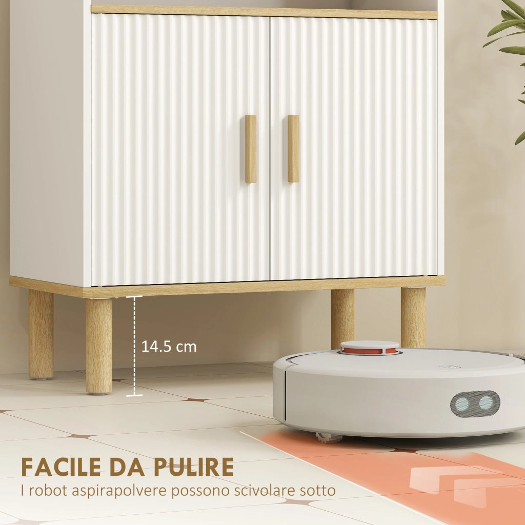 Mobile Bagno Autoportante con Ripiano Regolabile ¨C zephmum ¨C Bianco e Legno Naturale