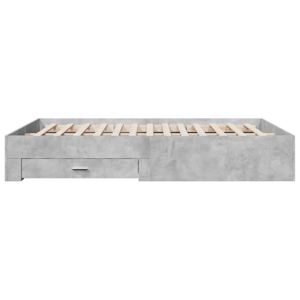 Letto matrimoniale | Letto per adulti | Giroletto Cassetti Grigio Cemento 160x200 cm Legno Multistrato