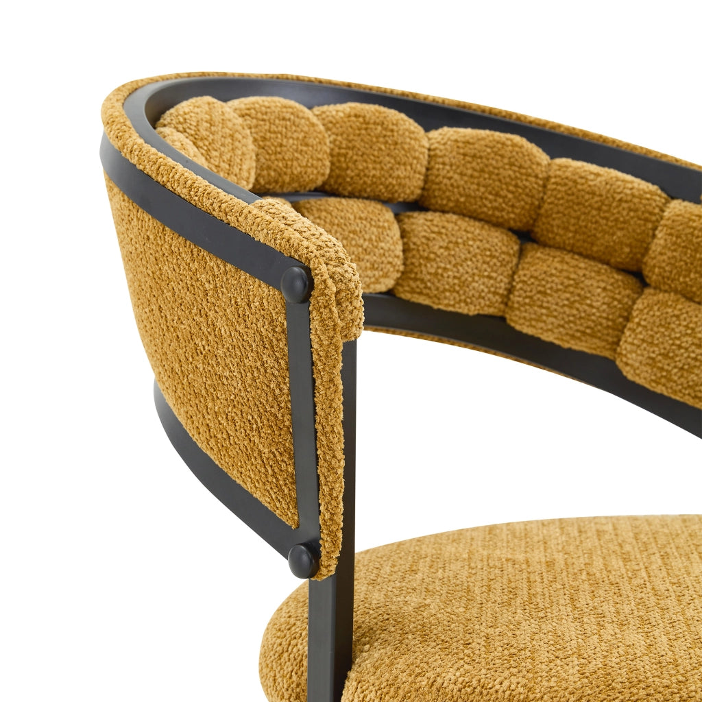 Sedia da sala da pranzo Set da 2 con Schienale Avvolgente Ergonomico, Gambe in Metallo, Velluto Giallo e Nero