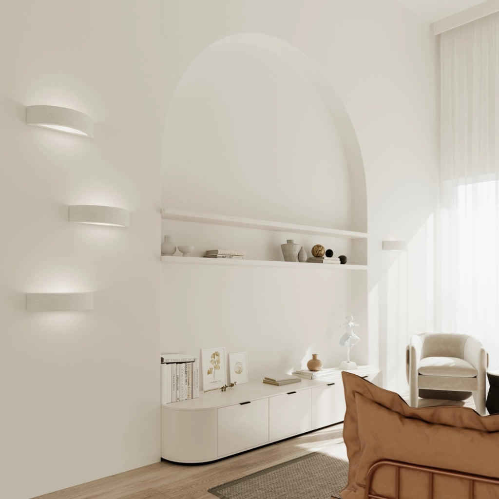 Applique semicircolare in ceramica bianca 30cm LUMERA E27