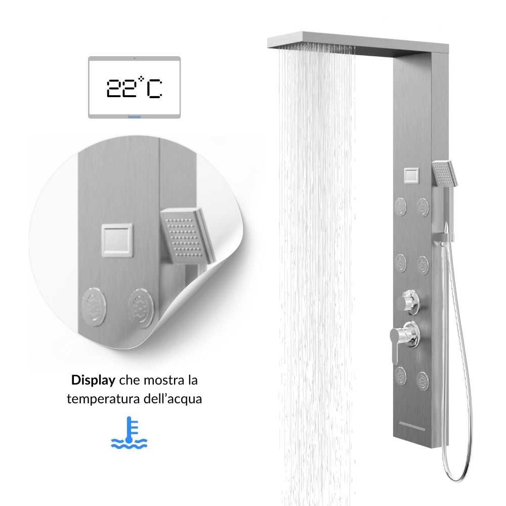 Colonna pannello doccia 4 funzioni york-1 display controllo temperatura cromo