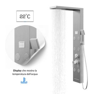 Colonna pannello doccia 4 funzioni york-1 display controllo temperatura cromo