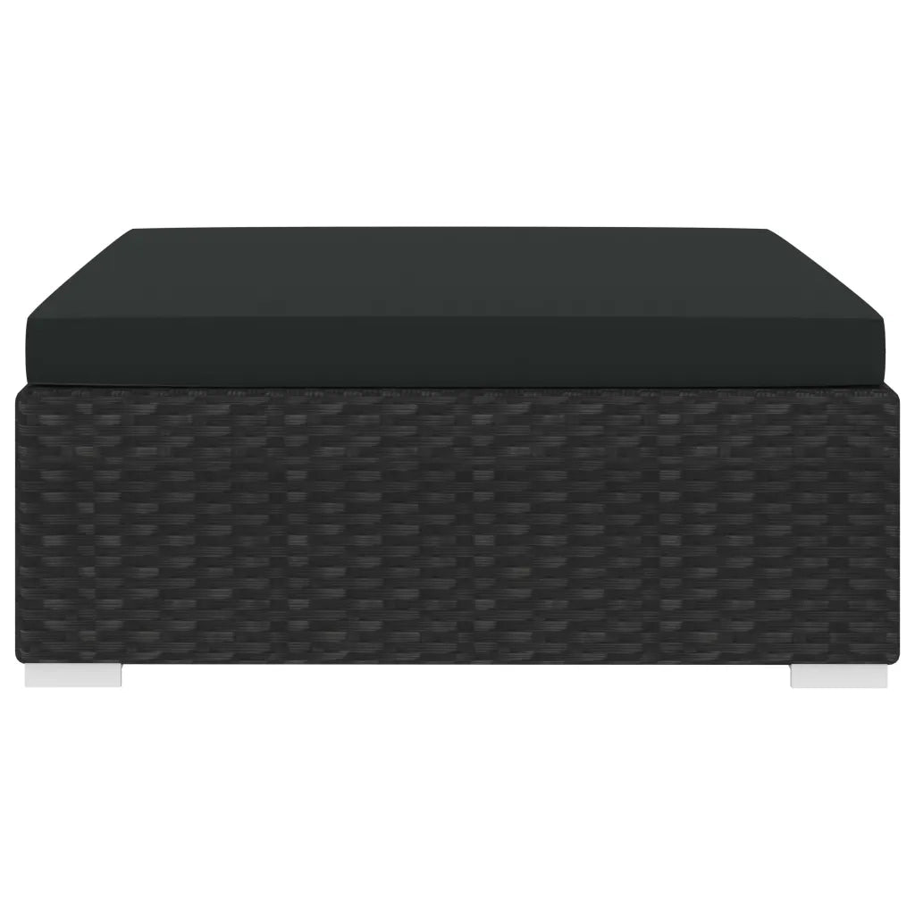 Poggiapiedi Modulare 1 pz con Cuscino in Polyrattan Nero 46804