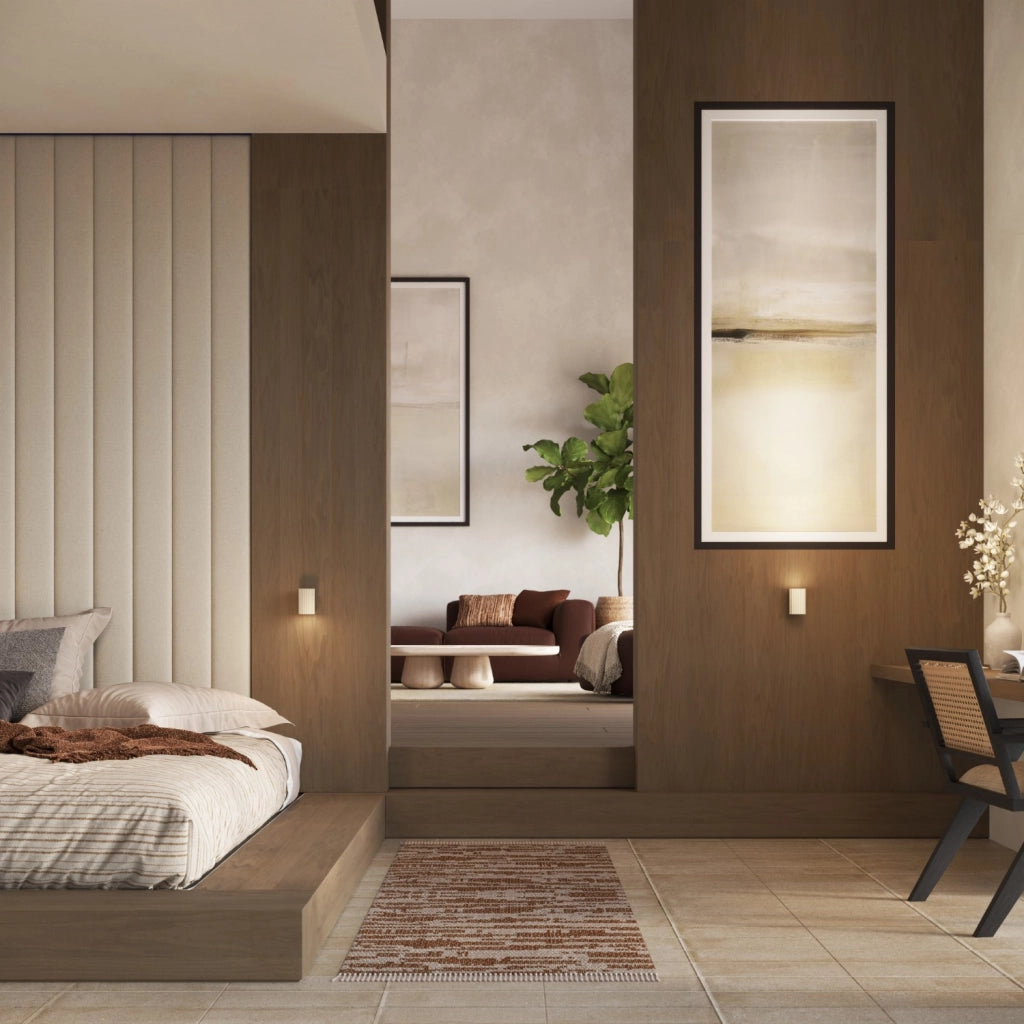 Applique moderna beige tubo rigato 10cm up/down GU10
