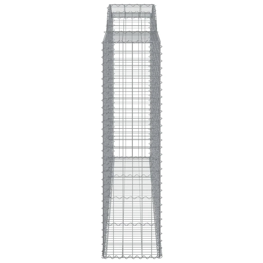 Cestini gabbioni recinzione a gabbia muro di contenimento ad arco 10 pezzi 300 x 50 x 180/200 cm ferro zincato argento 02_0040266