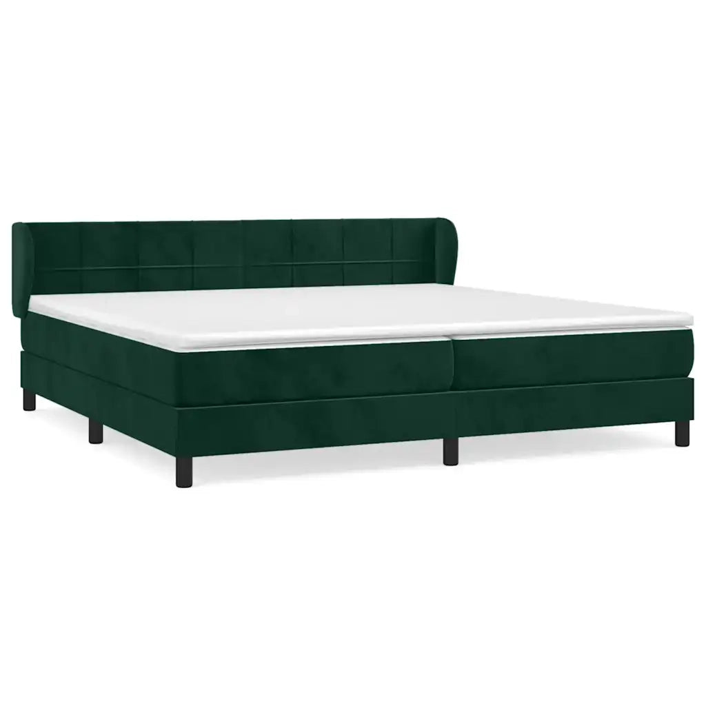 Giroletto a Molle con Materasso Verde Scuro 200x200 cm Velluto 3127514