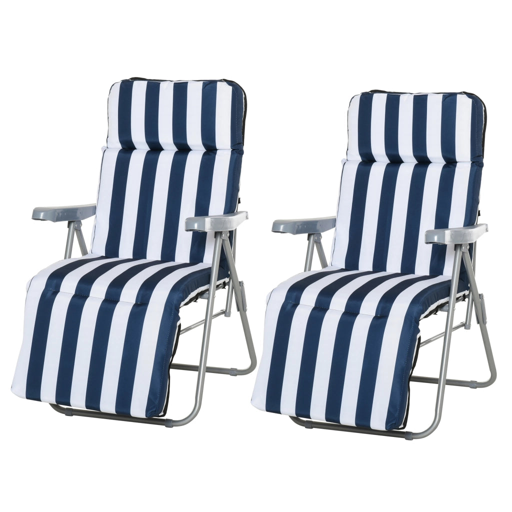 Sedia da giardino pieghevole con braccioli - Xylo - Set 2 pezzi blu 5 posizioni con cuscini