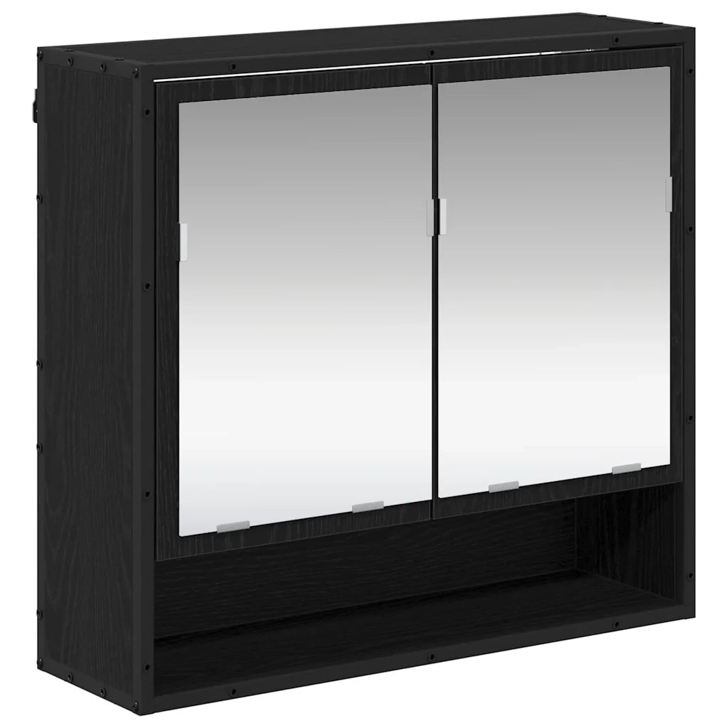 Set di mobili per il bagno 4 pcs Rovere Nero Legno multistrato