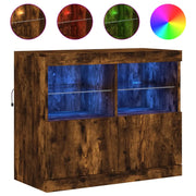 Credenza | Madia | Buffet da pranzo | Armadio da pranzo con Luci LED Rovere Fumo 81x37x67 cm