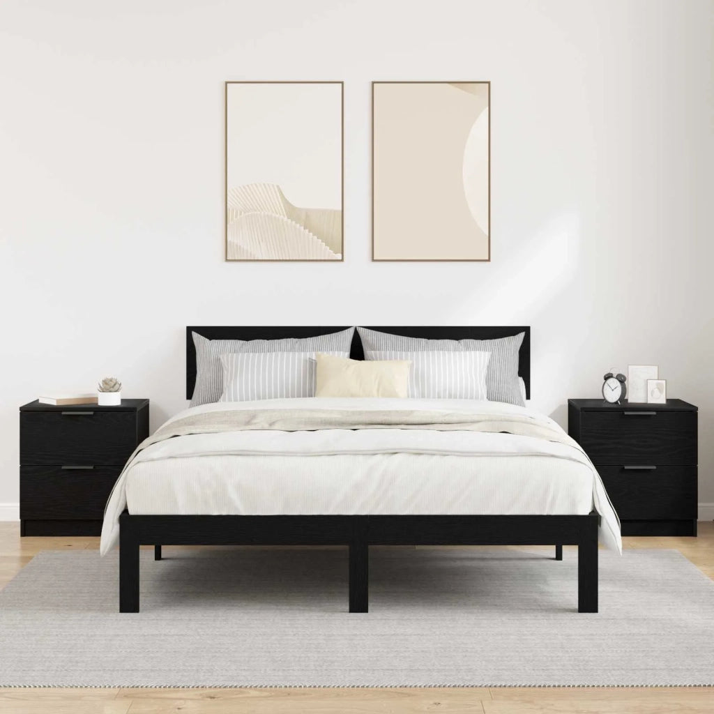 Armadio da Notte con cassetto 2 pcs Rovere Nero 45 x 39 x 50cm 880509