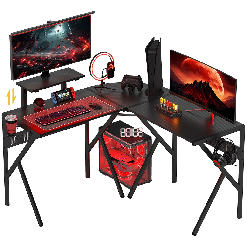 Scrivania Gaming Angolare ¨C Zephmum ¨C Nero 125x125 cm
