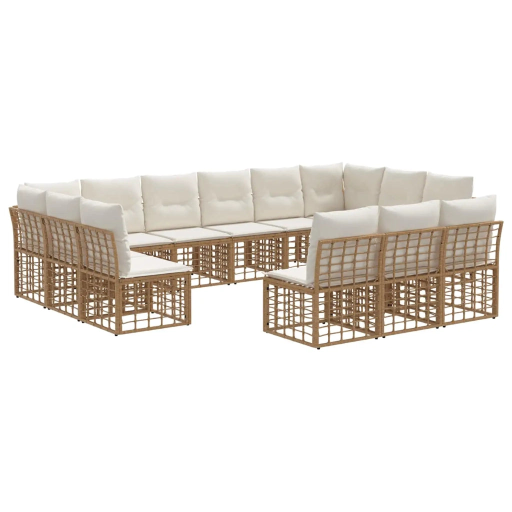 Set di divani da esterno Naturale e Bianco Crema Poliestere