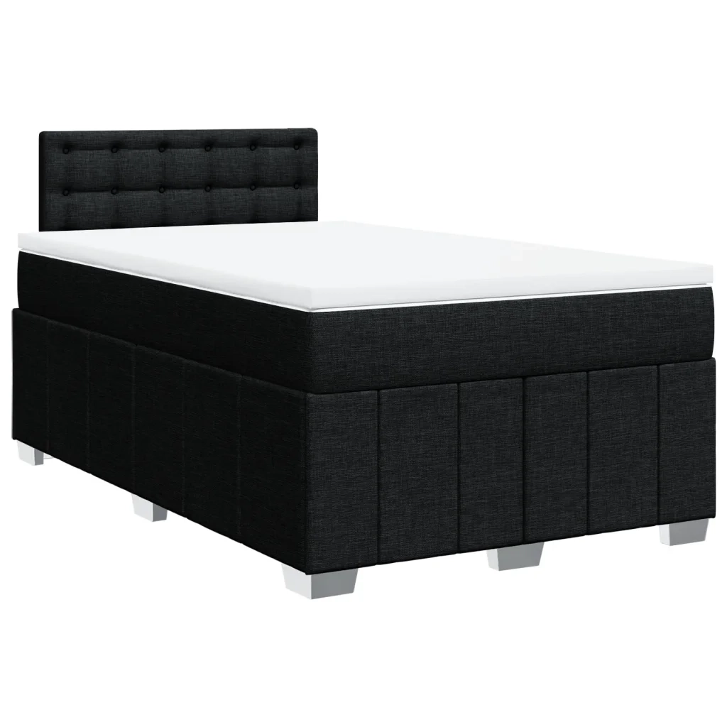 Giroletto a Molle con Materasso Nero 120x190 cm in Tessuto