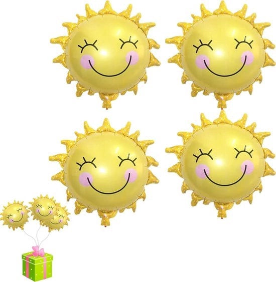 4 pacchi di palloni a forma di sole per compleanni - palloni a elio - feste di sole - feste di primavera.