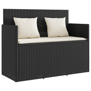 Panca da Giardino-Panca da esterno con Cuscini Nera in Polyrattan