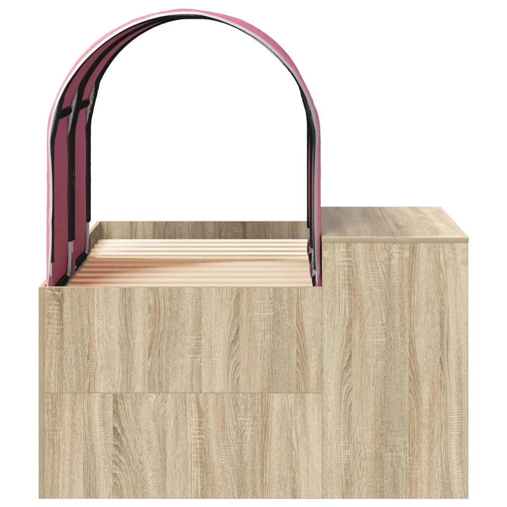 Letto con Tunnel 3 pz Rovere Artigianale e Rosa 3423518