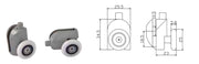 Coppia Cuscinetti Singola Ruota Attacco Superiore Box Doccia – Nylon Grigio Ø25 mm – Foro Vetro 12 mm