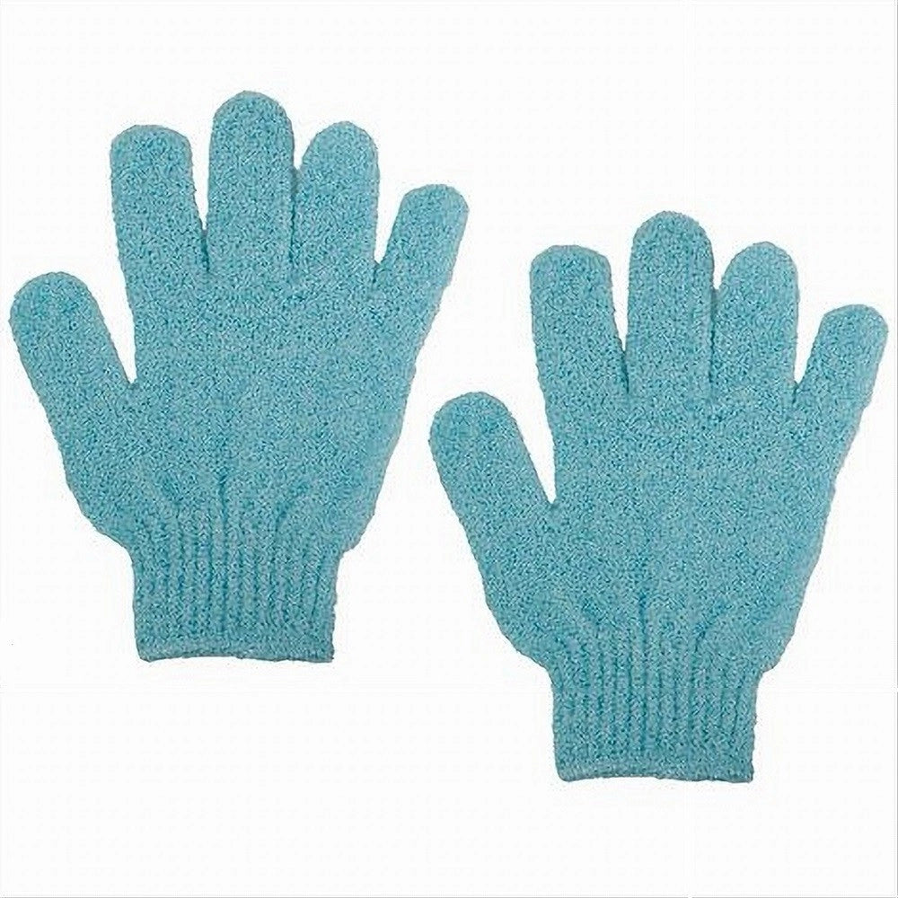 Trade Shop - Set 2pezzi Guanti Di Crine Per Doccia Bagno Esfoliante Pelle Corpo Azzurro 79724 -