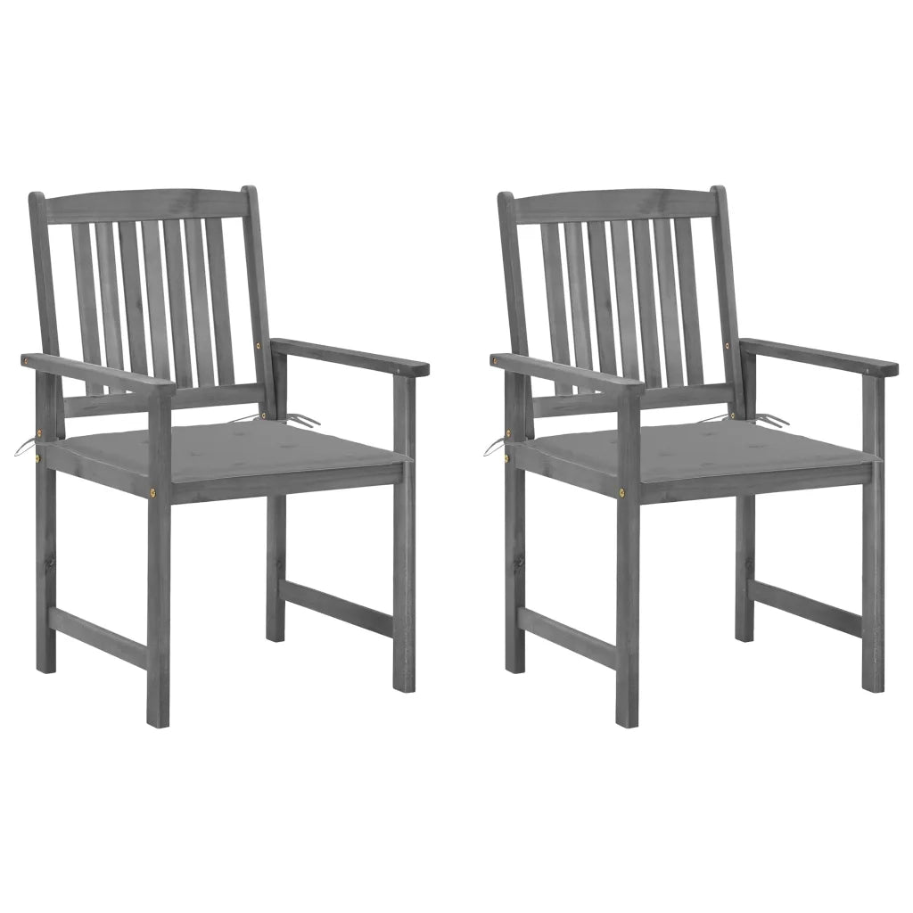 Sedie da Giardino con Cuscini 2 pz in Massello di Acacia Grigio cod mxl 75781