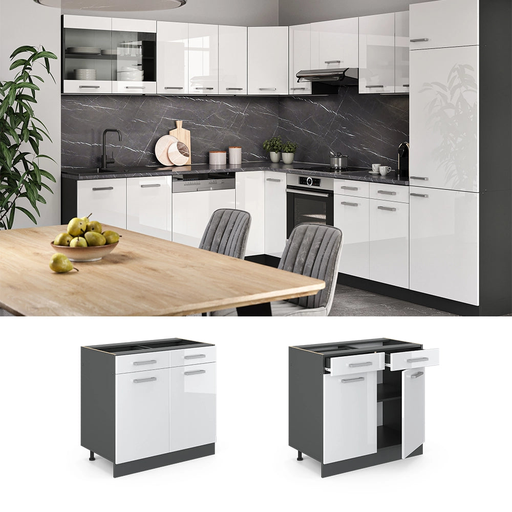 Vicco Mobiletto base per cucina Bianco lucido 80 cm , PL Antracite