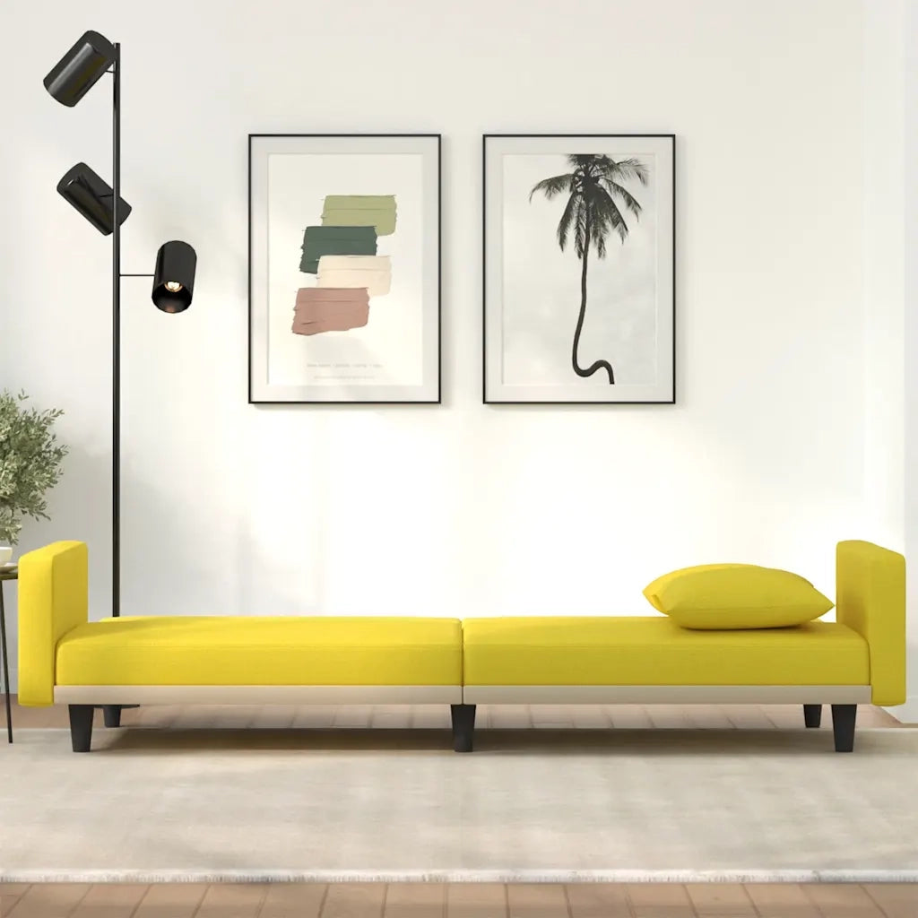 Divano Letto con Cuscini Giallo Chiaro in Tessutocod mxl 95601