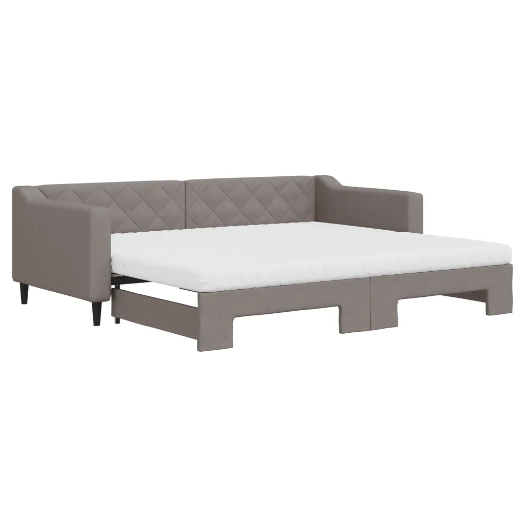 Divano Letto Estraibile con Materassi Tortora 90x200 cm Tessuto