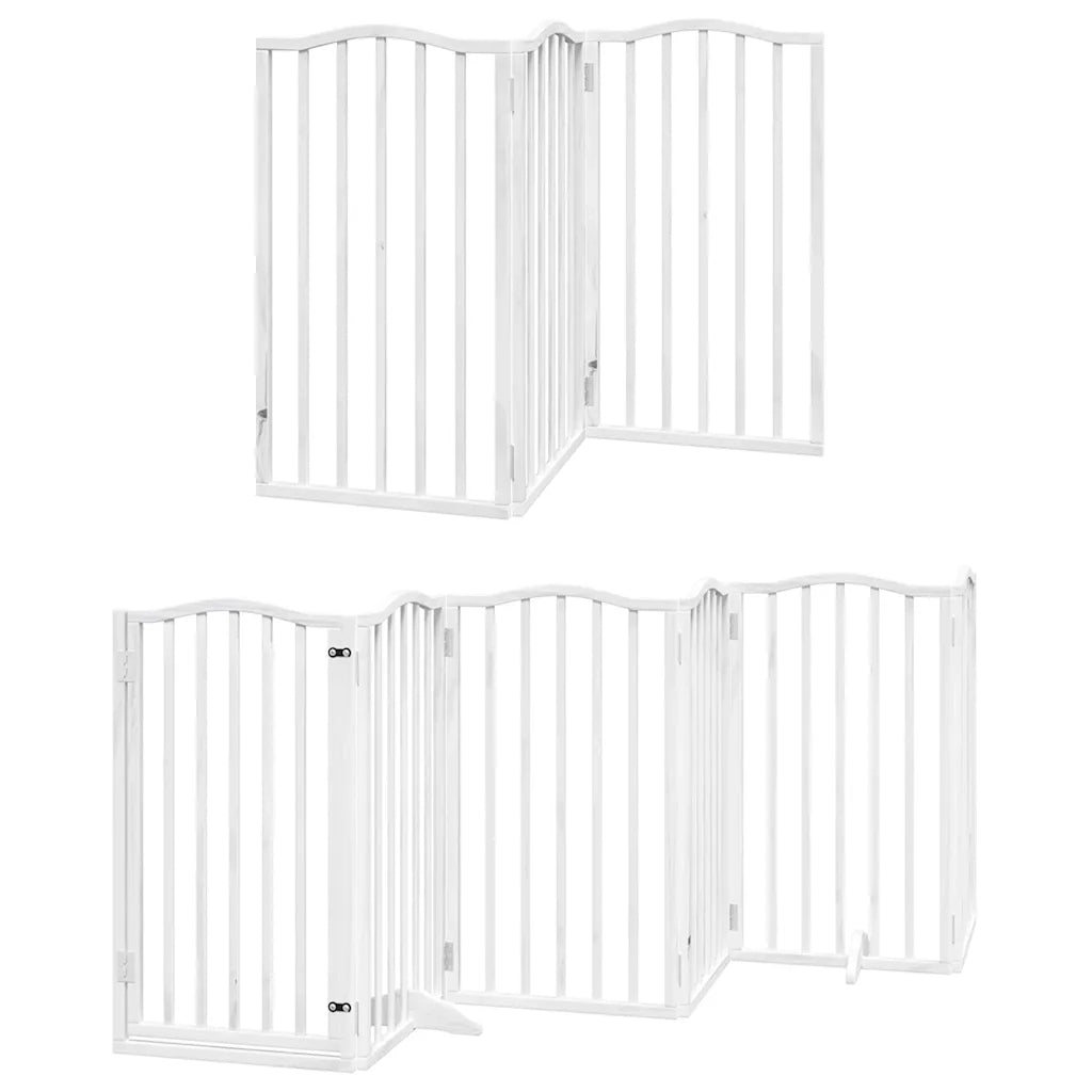 vidaXL Cancello Cani Porta Pieghevole Bianco 15 Pannelli 750 cm Pioppo