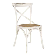 Set 4 sedie cross bistrot vintage bianco olmo seduta rivestita naturale