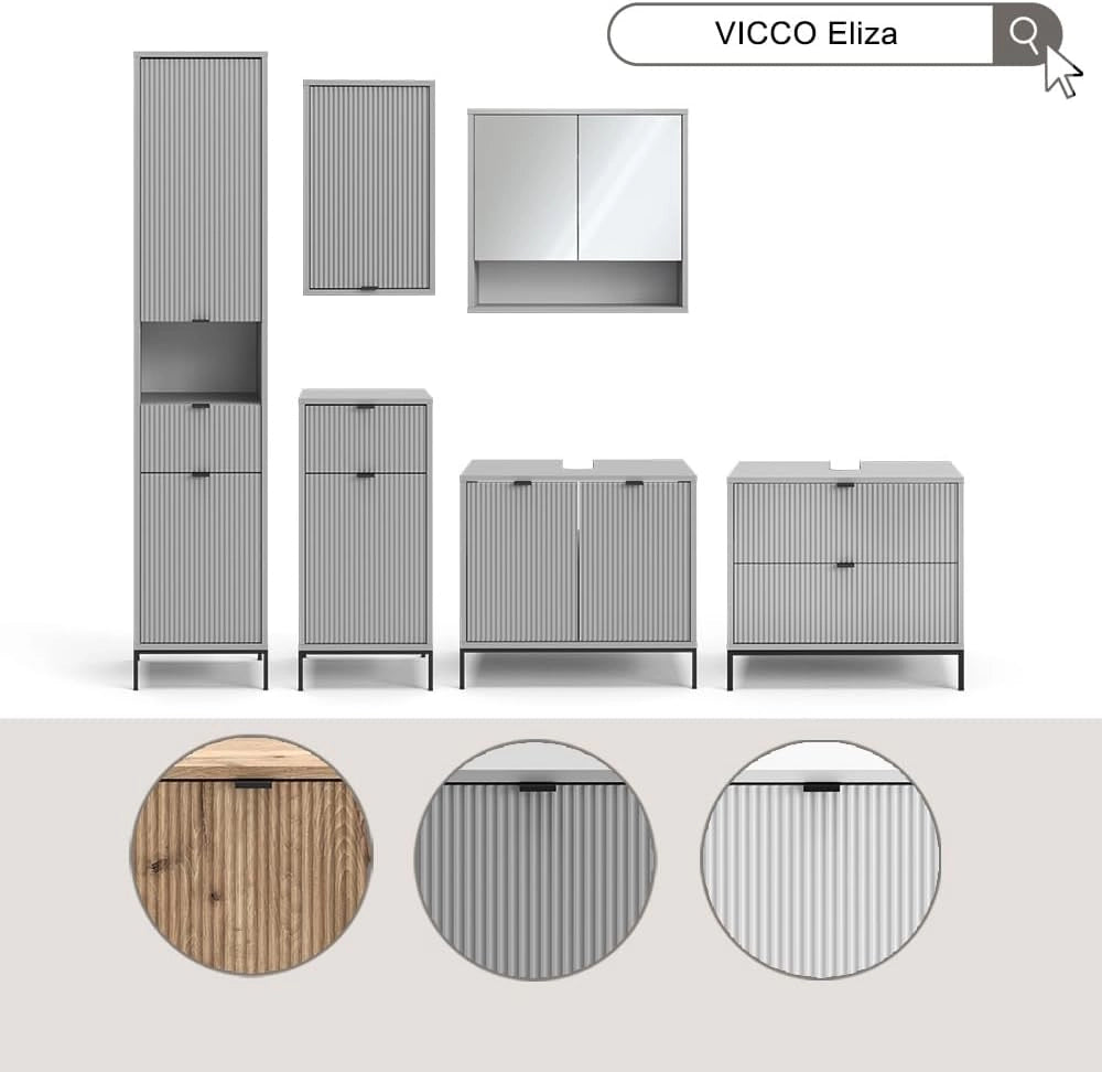 Mobile sottolavabo per bagno Eliza, Grigio, 70 x 63 cm Con 2 cassetti estraibili