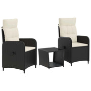 Set Lounge da Giardino 3 pz Nero e Bianco Crema 3422355