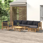 Set Salotto da Giardino 7pz con Cuscini Grigio Scuro Bambù 3155213