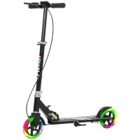 Monopattino Pieghevole per Bambini 3-8 Anni a 2 Ruote con Luci LED Manubrio 4 Altezze Regolabile Doppio Freni Nero