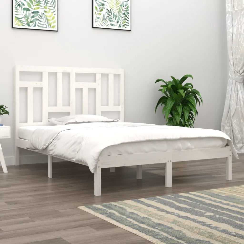 Giroletto senza Materasso-Struttura Letto Bianco 140x200 cm Legno Massello Pino 840513