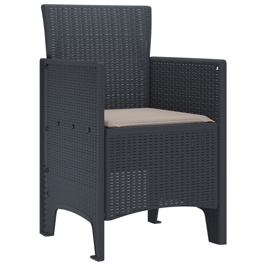 Sedie da Giardino con Cuscini 4 pcs Antracite Polyrattan