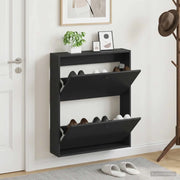 Mobiletto per Scarpe da Muro BREDA 71 x 17 x 86 cm Nero 897516