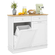 Credenza da cucina 100 x 35 x 91 cm con anta a ribalta e 2 cassetti stile classico MDF bianco 20_0015059