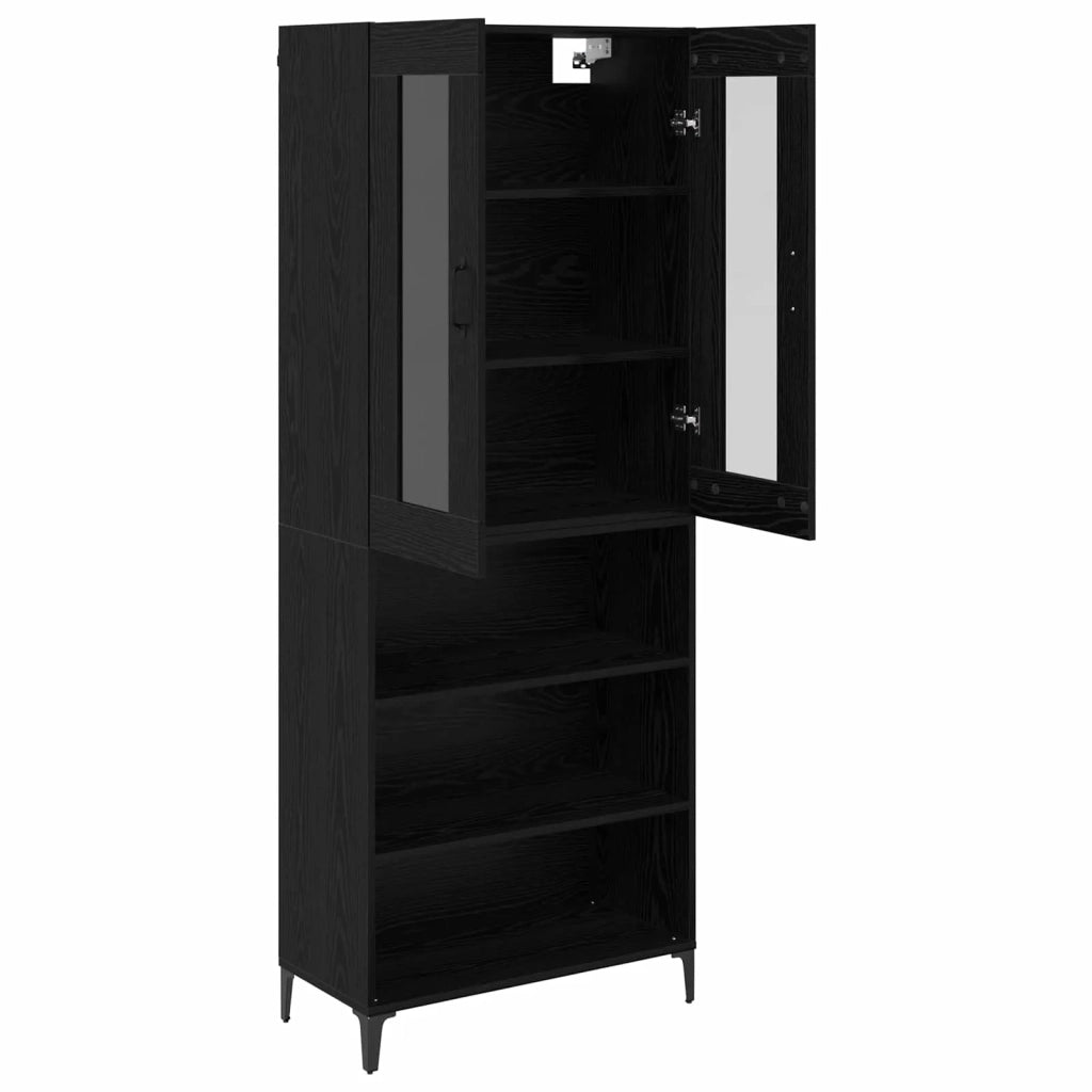 Credenza | Madia | Buffet da pranzo | Armadio da pranzo Rovere Nero 69,5 x 34 x 180 cm Legno multistrato