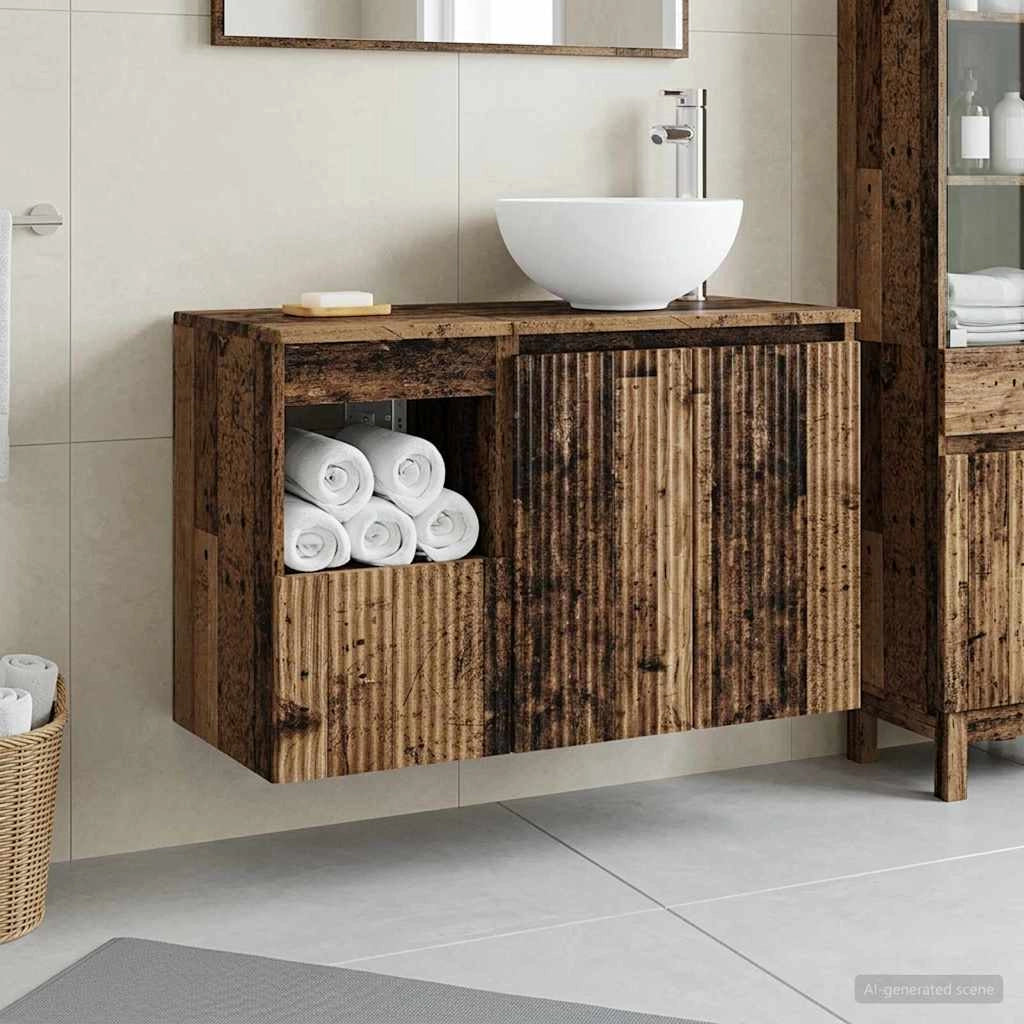 Set di mobili per il bagno 2 pz Legno antico 3404032