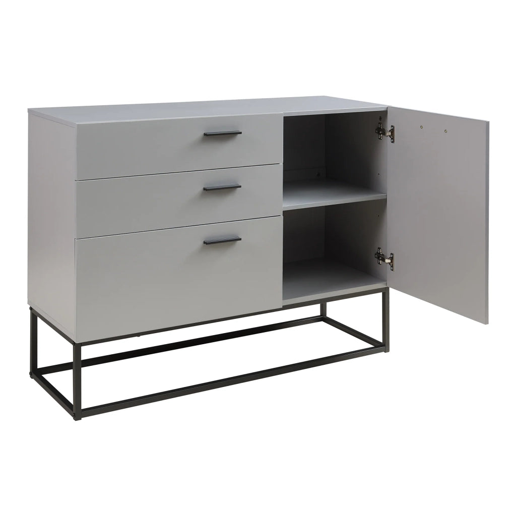 Credenza/cassettiera/mobile contenitore 75 x 100 x 35 cm per soggiorno ingresso camera da letto grigio chiaro 03_0009032