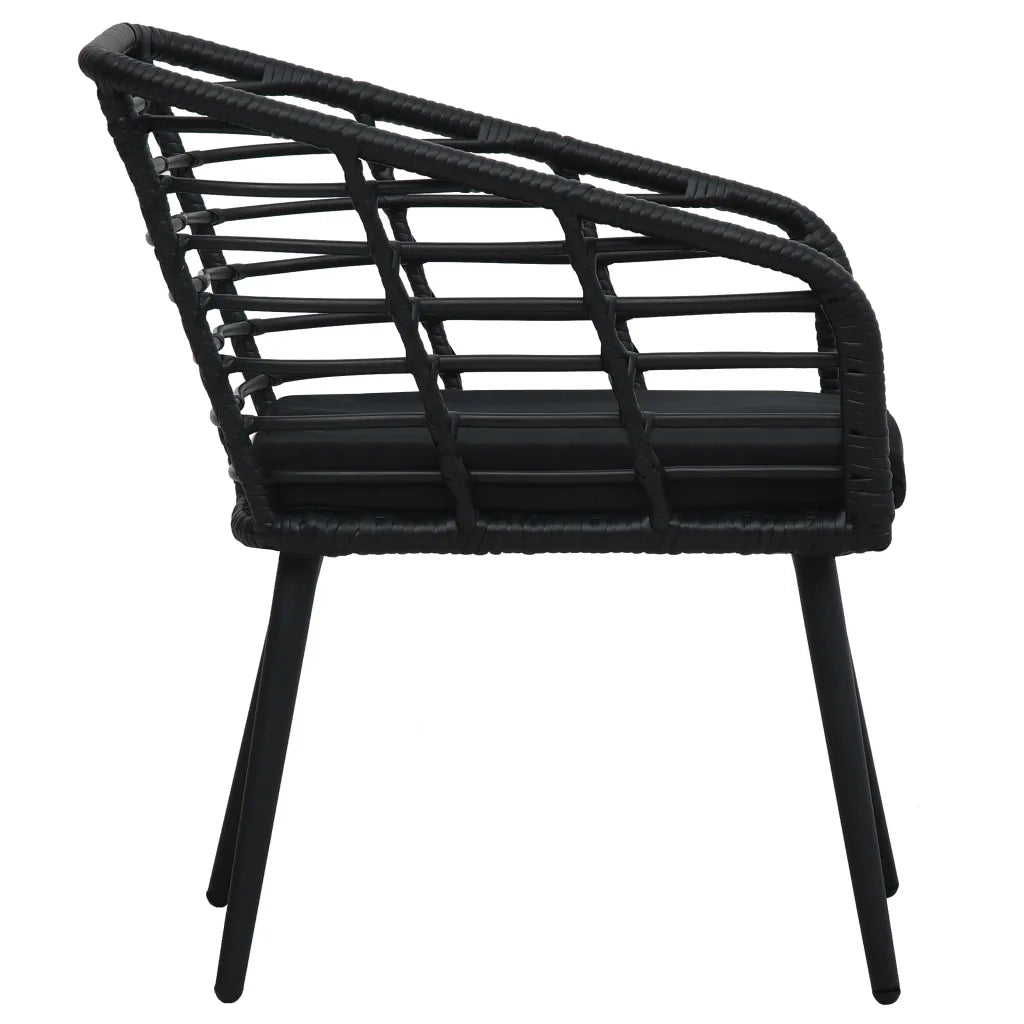 Sedie da Giardino con Cuscini 2 pz in Polyrattan Nere cod mxl 39463