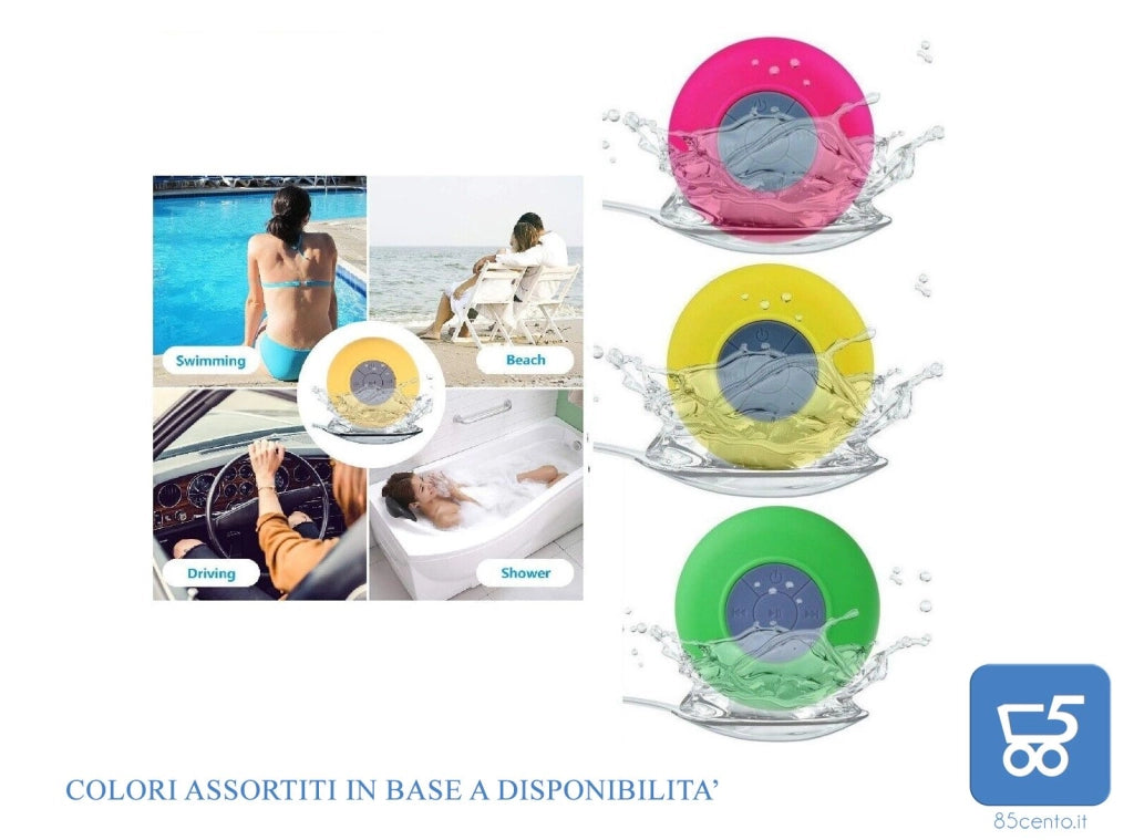 Cassa Altoparlante Bluetooth Impermeabile da Doccia Wireless Speaker Con Microfono Integrato Per Smartphone con Ventosa - Smartphone Tablet Computer