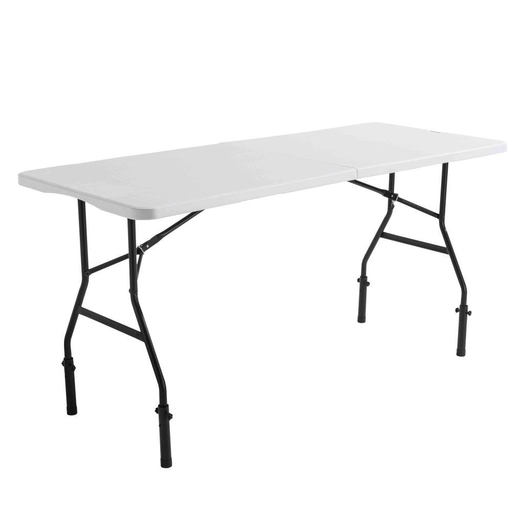 Oviala - Tavolo buffet pieghevole per ricevimenti da 180 cm con tovaglia bianca