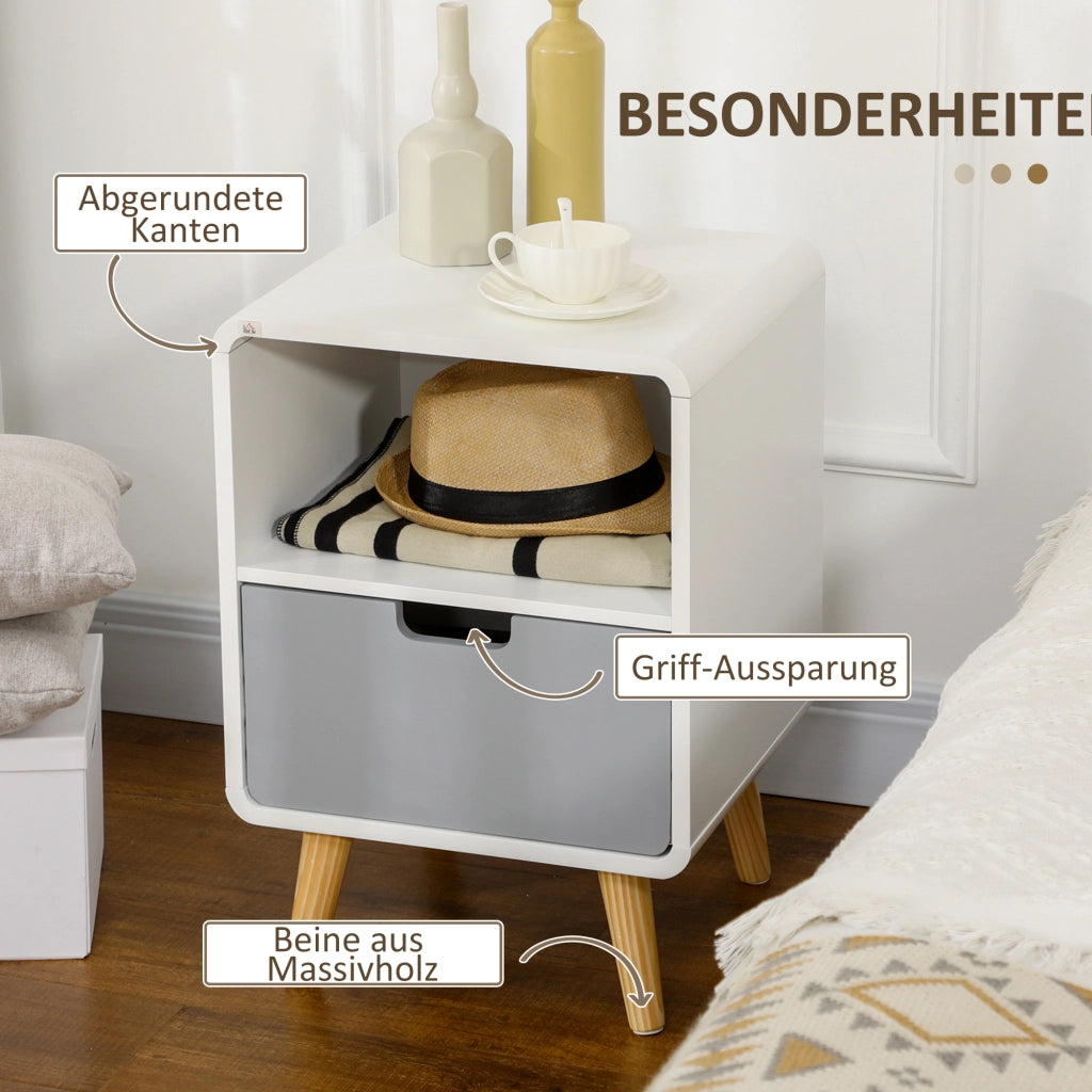 Comodino Scandinavo con Cassetto ¨C Zephmum ¨C Bianco 40x38x58 cm