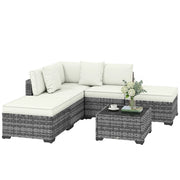 Set Mobili da Giardino 6 Pezzi ¨C Xylo ¨C Divano, Tavolino, Sedie in Polyrattan e Acciaio con Cuscini, Grigio