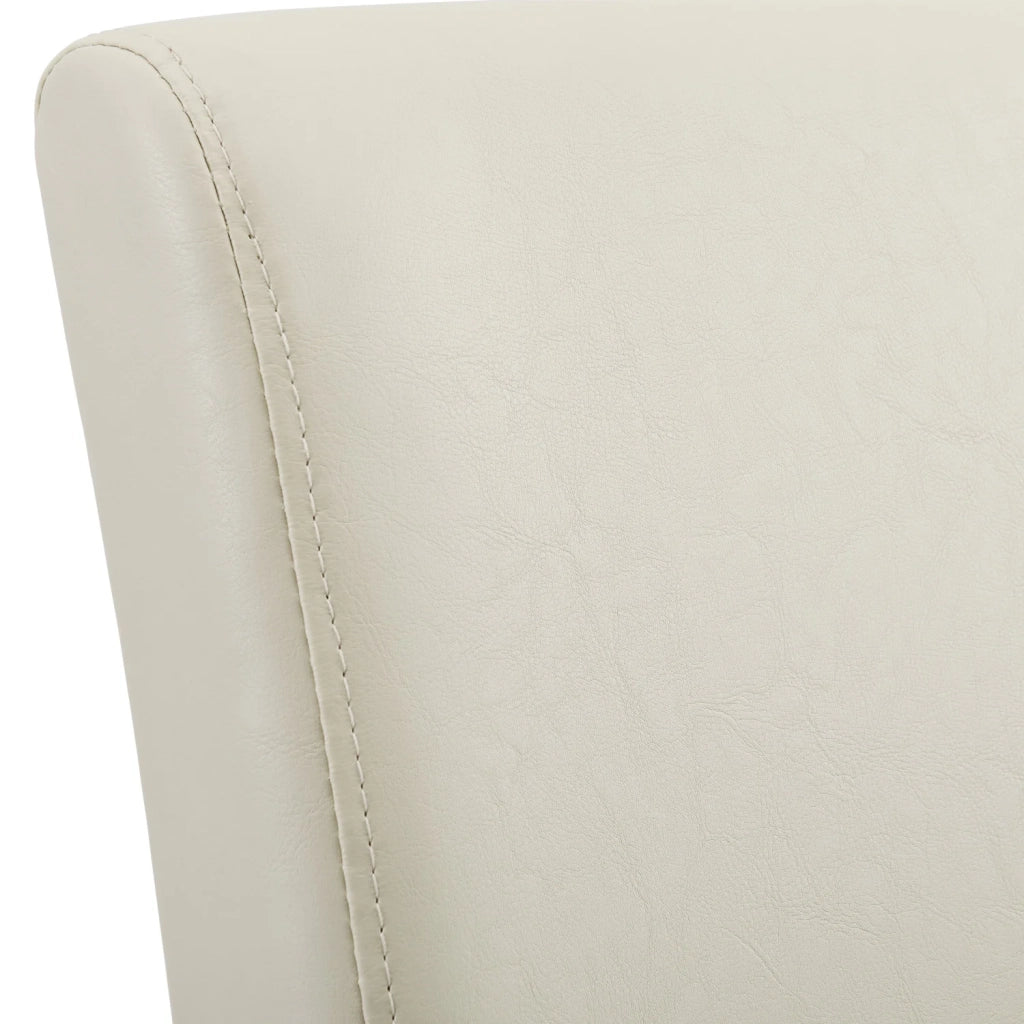 Kit di 2 sedie imbottite con gambe in legno massello, rivestimento sintetico, design crema e nero, 90 x 37/42 x 48 cm 03_0002359