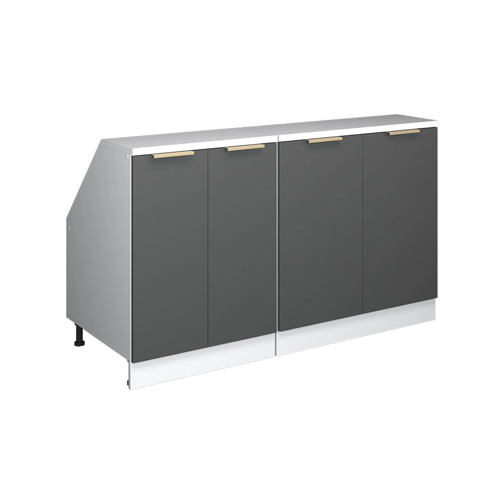 Mobile cucina sottotetto R-Line Antracite-oro/Bianco 140 cm Set di 2 carcasse armadio profondità 60 cm Vicco
