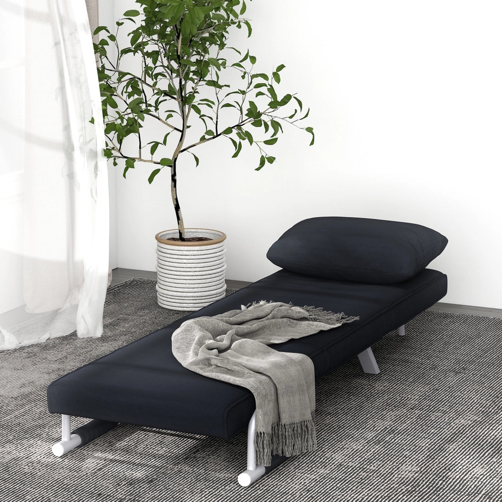 Poltrona Letto Singolo Salvaspazio con Schienale Reclinabile su 5 Livelli e Cuscino, 65x69x80 cm, Nero