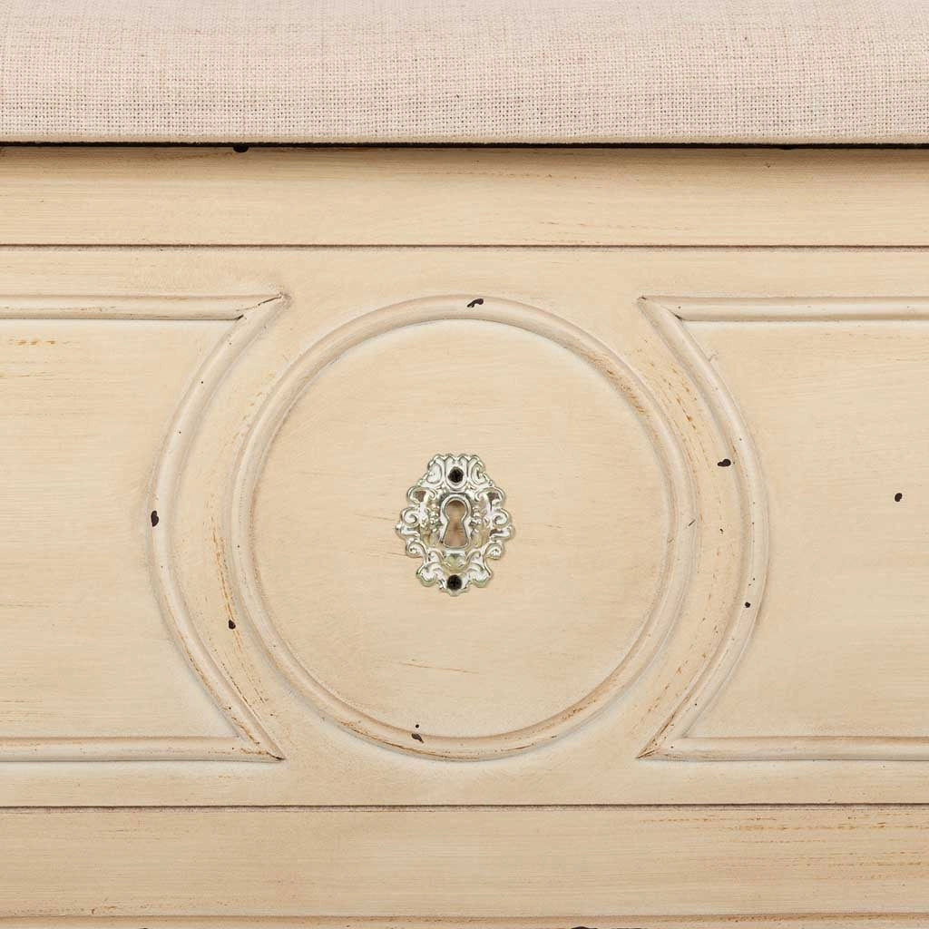 Sgabello beige in legno e imbottita 120x43x48h